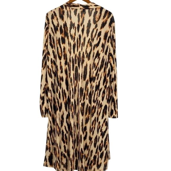 Slim Factor by Investments Leopard Print Boho Style Kimono Size M - Picture 2 of 4